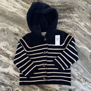 Old Navy Navy and White Striped Knit Hoodie